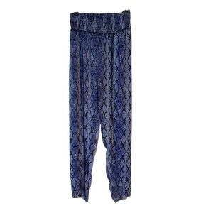 Rachel Blue and Black Reptile Patterned Sheer Swimsuit Pants Coverup